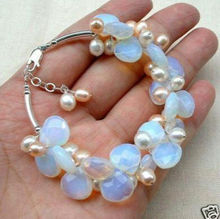 Exquisite Moonstone Fresh Water Pearl bracelet,Crystal > free shipping 2024 - buy cheap