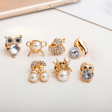 Creative Metal Owl Swan Cherry Pins And Brooches Pin Pearl Badges Hat Backpack Accessories Couple Design Jewelry Gift Wholesale 2024 - buy cheap