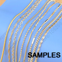 Sample Gold Chains 9Pcs Mix Styles 18"  Yellow Gold Color Jewelry Link   Necklace Lobster Clasps Findings   Stamped 2024 - buy cheap