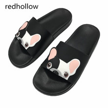 Fashion Animal Bulldog Slippers Summer Sandals Flip Flops Beach Women Cartoon Shoes Outside Cute Funny Bathroom Floor Home 2024 - buy cheap