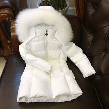 russia Children long down jacket girl winter cold thick coats natural big fox hair collar 2024 - buy cheap