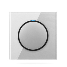 Esooli interruptor de luz touch de parede, 1 gang, 1 direção, clique aleatório, com indicador led, cor cinza, cristal, painel de vidro