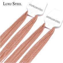 LUXUSTEEL 10pcs/Lots Round Chain Necklace Stainless Steel Black/Rose Gold Color Width 2mm Fashion Lobster Clasp Necklace Gift 2024 - buy cheap
