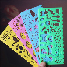 4PCS Candy Color Cute Art Graphics Symbols Drawing Template Stationery Ruler Student Kids Drafting Stencil Ruler Stationery 2024 - buy cheap