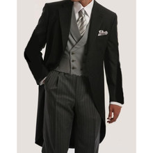 Custom Made Tailcoat With Stripes Pants Men Suit Tuxedo (Jacket+Pants+Vest) Mens Suits For Wedding Groom Best Man Gentleman Suit 2024 - buy cheap