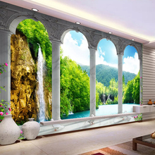 Custom Photo Wall Painting 3D Space Waterfall Nature Landscape Living Room Bedroom Background Decoration Wall Mural Wallpaper 2024 - buy cheap