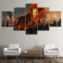 Pintura de tela arte abstrata leão, 5 peças, arte de parede, pintura de arte, papéis de parede modular, poster impresso para decoração de casa, sala de estar 2024 - compre barato