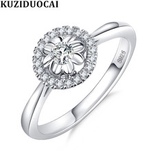 Kuziduocai nova moda jóias de aço inoxidável círculo zircon flor daisy anéis de casamento para mulher anillos mujer bijoux menina 2024 - compre barato