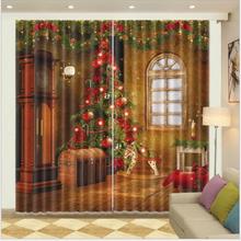 Bela árvore de natal 3d janela cortinas blackout sala estar decorar tamanho personalizado rideaux cortinas fronha 2024 - compre barato