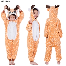 BIKIRUB  Children Pajama Winter Hooded Sleepwear Boys Girl Pajama Set Cut Deer Cartoon Animal Kids Pyjama Flannel Pijama 2024 - buy cheap