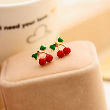 New style  Jewellery Wholesale Fashion Retro Red Korean Style Metal Cherry Stud Earrings for women 2024 - buy cheap