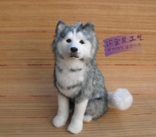 new simulation sitting husky toy resin and fur husky dog model doll gift about 22x10x28cm 0724 2024 - buy cheap