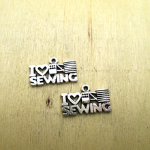 20pcs-12x20mm I Love Sewing Charms,sewing Charms Pendants DIY necklace/ bracelets  charms antique silver tone 2024 - buy cheap