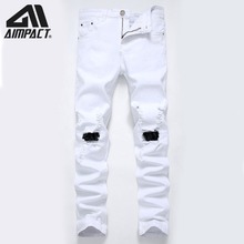 Aimpact Men's Slim Fitted Ripped Jeans Hi-Street Distressed Denim Joggers Hiphop Washed Destroyed Skinny Pants AM5301-5303 2024 - buy cheap