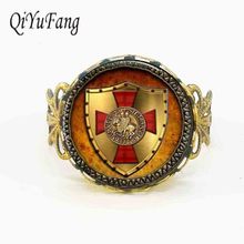 QiYuFang rings The Knights Templar ring jewelry Glass Cabochon 1pcs/lot charm adjustable steel bronze vintage steampunk for men 2024 - buy cheap