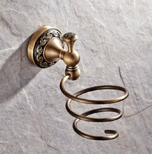 Soporte de secador de pelo de latón antiguo Vintage, soporte de secador montado en la pared, accesorios de baño, accesorios de baño, mba488 2024 - compra barato