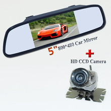 Kit universal para câmera e espelho retrovisor automotivo, kit de 5 polegadas, tela lcd, espelho de vidro, 170 graus, lente de vidro, material matel shell 2024 - compre barato