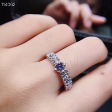 Anillo de Plata de Ley 925 con gema de zafiro azul Natural, anillo de piedras preciosas naturales, joyería fina 2024 - compra barato
