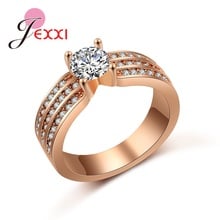 Exquisito anillo de dedo de Color dorado ancho de Rosa Micro pavé cristal transparente brillante para mujer hombre boda fiesta promesa joyería 2024 - compra barato