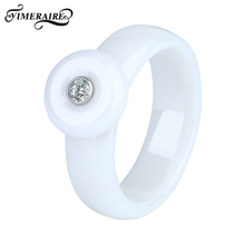 Adorável Rodada Anéis de Cerâmica 6 milímetros Anel Com Círculo Branco Preto Clássico Cor Da Moda Estilo Simples Jóias Para Mulheres Casamento presente 2024 - compre barato