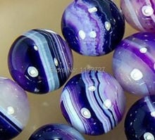 Novo estilo de moda aaa 6-12mm roxo listrado onix redonda acessórios partes contas soltas pedra natural 15 ''preço de atacado 2024 - compre barato