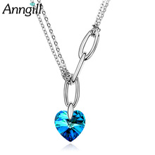 Anndoll-collar con colgante de cristal de diseño de corazón para mujer, hecho con elemento Swarovski, cadena de Color plata, bisutería femenina, joyería 2024 - compra barato