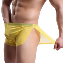 Men Pajama Sides Split Shorts Sexy Low waist Ultra-thin Mens Sleeping Bottom Man Homewear Casual Sleep Bottom For Male 2024 - buy cheap