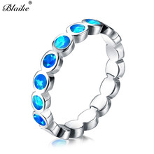 Женские однорядные кольца Blaike, обручальные кольца с опалом синего/белого цвета, обручальные кольца серебристого цвета с камнем на день рождения 2024 - купить недорого