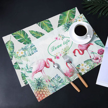6Pcs Chic Tropical Plants Tableware Pads Dining Table Mat Heat Insulation Placemats Flamingo Green Leaf Bowl Coaster Western Pad 2024 - buy cheap