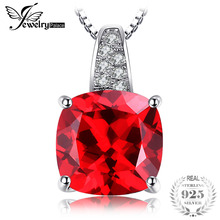JewelryPalace Cushion 4.9ct Red Created Rubies 925 Sterling Silver Solitaire Pendant For Women Brand New Jewelry Engagement Gift 2024 - buy cheap