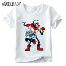 Children Cartoon Sans And Papyrus Skulll Brother Print T shirt Boys and Girls Summer White Tops Kids Funny T-shirt,ooo4093 2024 - buy cheap