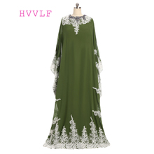 Muslim Evening Dresses A-line Long Sleeves Green Chiffon Lace Islamic Dubai Abaya Kaftan Long Evening Gown Prom Dress 2024 - buy cheap
