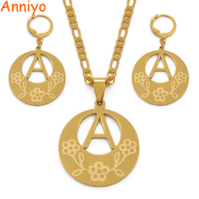 Anniyo A-Z Letters Necklaces Flower for Women Teenage Girl Initial Alphabet Big Pendant English Letter Jewelry Gift #035421S 2024 - buy cheap