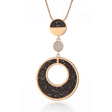 Pingente geométrico de cristal preto brilhante, colar longo com corrente dourada para mulheres, joias da moda 2019 2024 - compre barato
