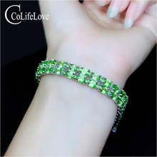 Coleção de joias com duas linhas de prata, pulseira com pedras preciosas, 50 peças, peridoto natural, pulseira sólida 925, joia peridoto de prata 2024 - compre barato