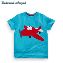 Camiseta infantil de verão de 2019 algodão, camiseta com manga curta para meninos e meninas, roupas de dinossauro, coelho, camiseta para bebês 2024 - compre barato