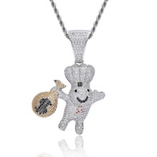 Хип-хоп Полный AAA CZ Циркон проложенный Bling Iced Out доллар США Кошелек кукольные Кулоны ожерелье для мужчин рэппер ювелирные изделия 2024 - купить недорого