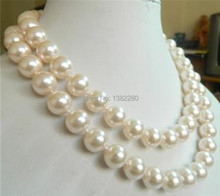 ! fashion DIY jewelry 10mm White Sea Shell Pearl Necklace 35"   2 pieces/lot fashion jewelry     JT6663 2024 - buy cheap