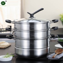 304# Stainless Steel 3-layer Steamer Casserole Thickening Complex large Food Steaming Stock Pot Soup Pot 28CM 11 Litre 2024 - buy cheap