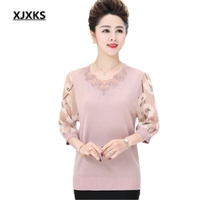 XJXKS Spring Thin Sweater Chiffon Sleeve Pull Femme Vintage Plus Size Women Pullover Knitted Sweater Breathable Tops 2024 - buy cheap