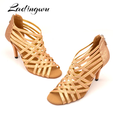 Latin Dance Boots Golden Black Glitter Professional 10cm Heel Height Zapatos De Baile Size US 3.5-12cm Dance Shoes For Women 2024 - buy cheap