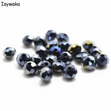 Isywaka preto ab cores 4*6mm 50 pces rondelle áustria facetado cristal grânulos redondos soltos para fazer jóias 2024 - compre barato