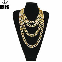HipHop Gold silver color  15mm Choker Cuban Chain Mens 18inch 20inch 24inch 30inch Miami Cuban Link Chain BlingBling Jewelry 2024 - buy cheap