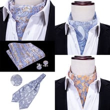 Barry.Wang British 4Style Silk Paisley Ascot Cravat Handkerchief Ties For Men Wedding Gifts Box Set Party Business Groom LJ-0018 2024 - buy cheap