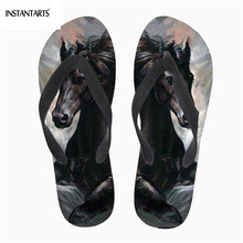 INSTANTARTS Summer Women Sandals 3D Horse Print Non-slip Flip Flops Sandals Flat Beach Slippers Indoor Outdoor Shoes Zapatillas 2024 - buy cheap