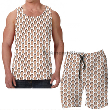 Camisetas sin mangas con estampado divertido para hombre y mujer, conjunto de pantalones cortos para la playa, chaleco sin mangas para fitness, diseño con patrón de cara de jaula 2024 - compra barato