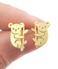 Small Koala Bear and Branch Animal Shaped Stud Earrings Handmade Animal Jewelry --12pairs/Lot 2024 - buy cheap