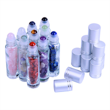 Frascos de óleo essencial de rolo na bola, frascos semipreciosos de cristal cura, reutilizáveis para garrafas com 10 peças 2024 - compre barato