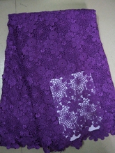Lowest price violet color African cord lace fabric high quality guipure lace fabric for sewing wedding dress clothing meterial 2024 - buy cheap