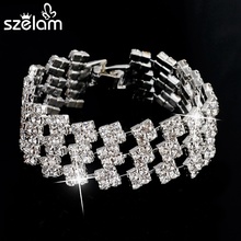 Pulsera y brazalete de boda de lujo Szelam para mujer pulseras de cristal de moda europea SBR140161 2024 - compra barato